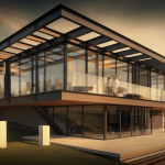 Vue extérieure d'une maison d'architecture moderne, fusionnant esthétique et innovation