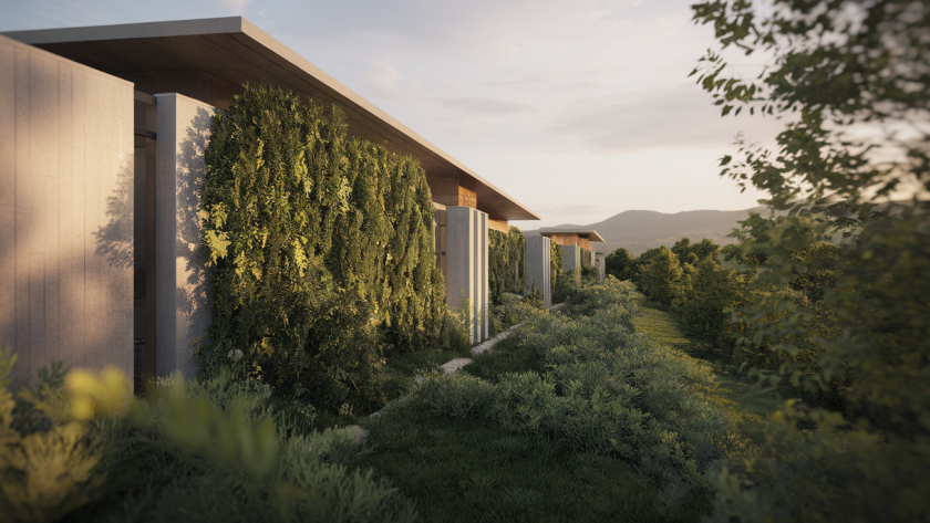 Fusion harmonieuse de l'architecture moderne et de la nature