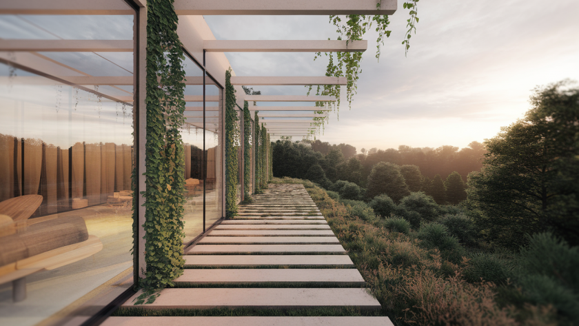 Architecture moderne intégrée à la nature
