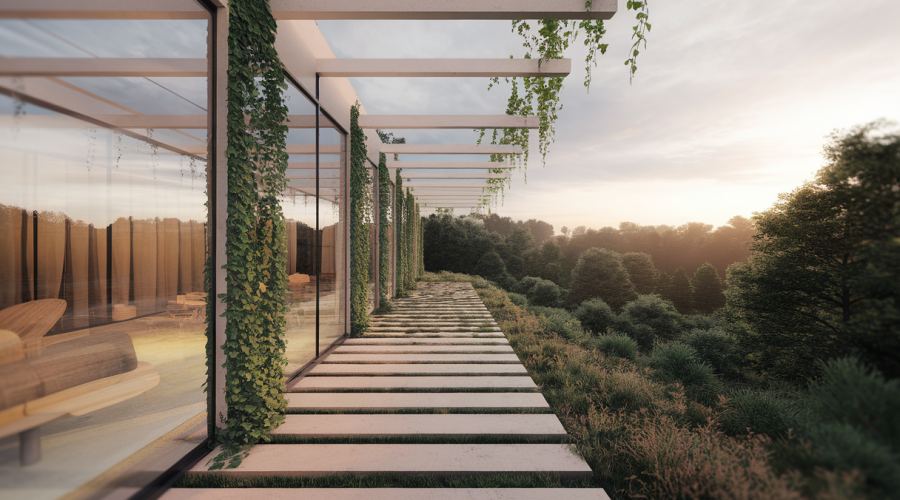 Architecture moderne intégrée à la nature