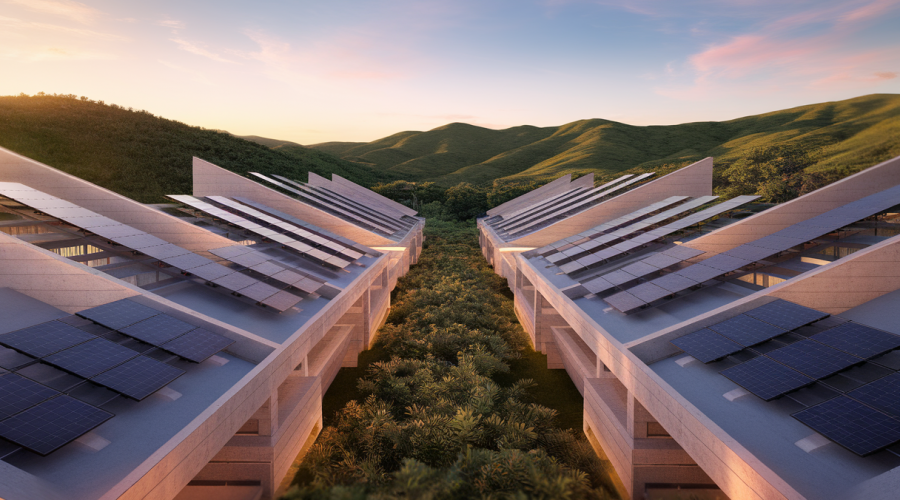 Représentation de l'architecture résidentielle moderne, fusionnant esthétique et durabilité