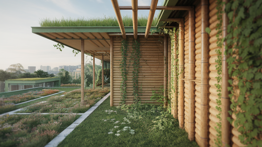Illustration de l'impact des bio-matériaux en décoration architecturale durable