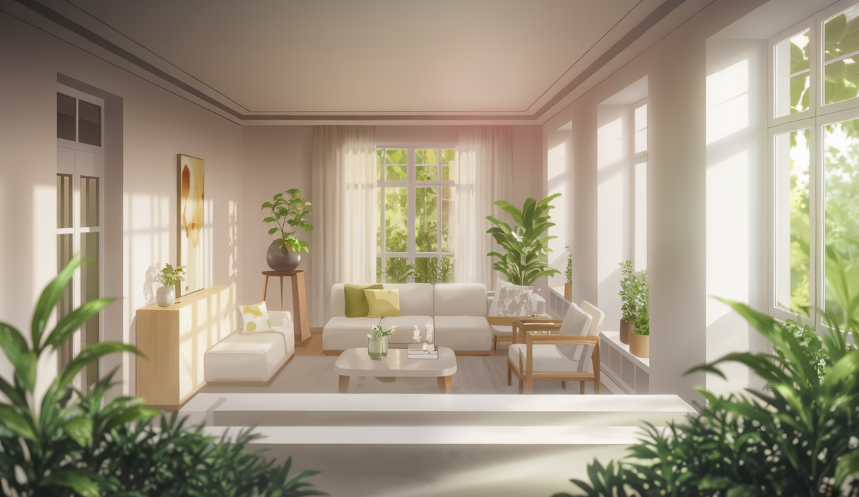 Un intérieur élégant baigné de lumière naturelle