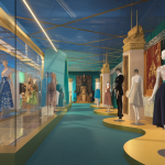 Illustration vibrante d'une exposition innovante fusionnant architecture, mode et culture