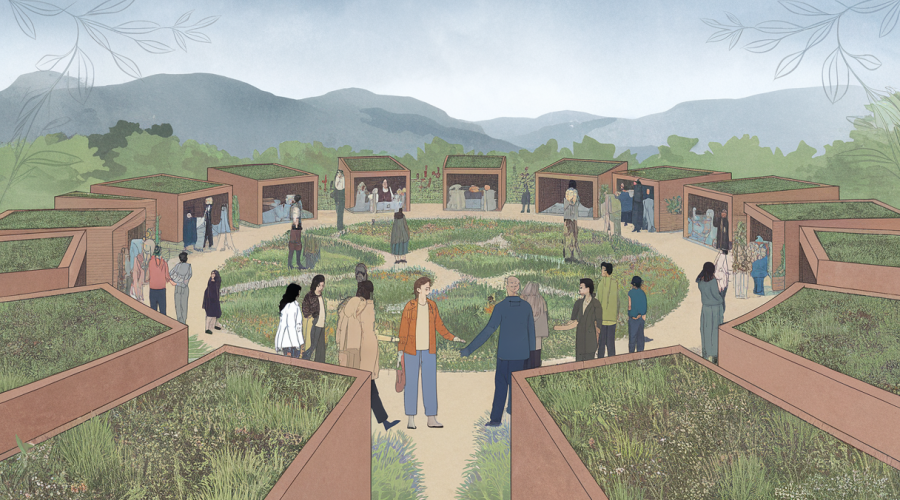 Image d'un habitat durable en Inde intégré à la nature