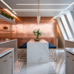 Cuisine moderne au design créatif avec des touches artistiques