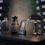 Illustration artistique d'objets de décoration uniques dénichés en ligne.