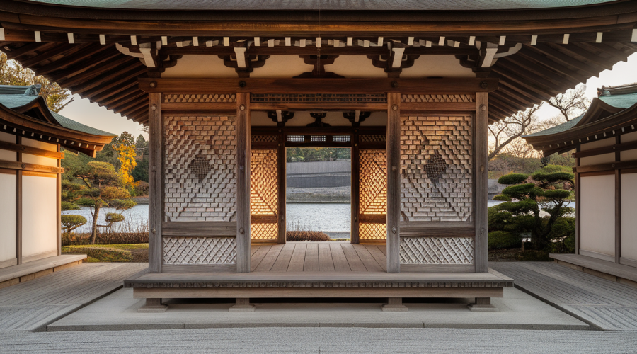 Vue du Pavillon des Femmes à l'Expo 2025 d'Osaka avec sa façade KUMIKO en harmonie de tradition et innovation