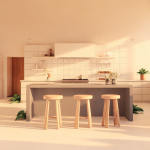 Une cuisine rénovée et accueillante alliant esthétique et praticité pour les locataires