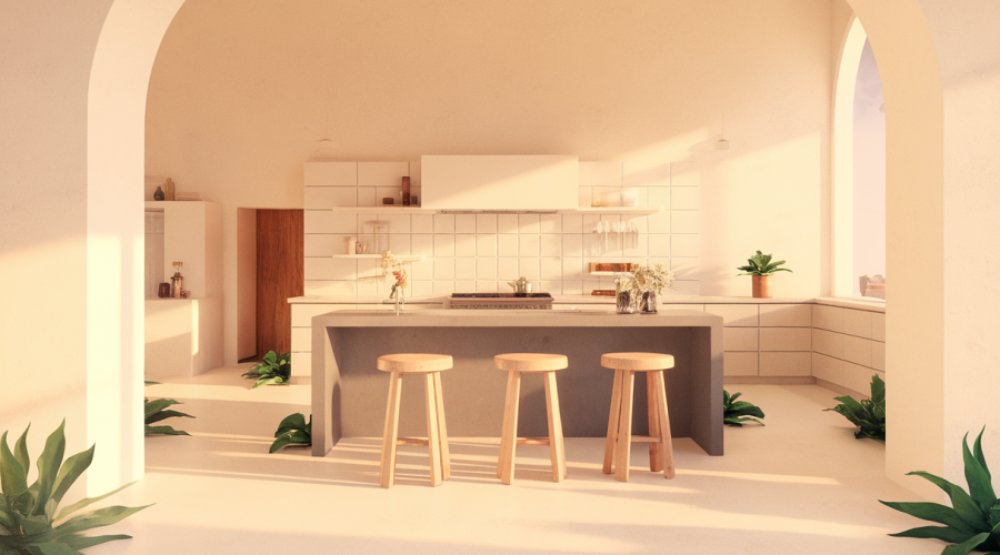 Une cuisine rénovée et accueillante alliant esthétique et praticité pour les locataires