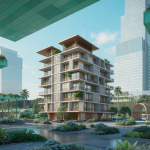 Représentation artistique de l'architecture résidentielle innovante de 2025