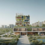 Image représentant l'architecture résidentielle moderne en 2025, intégrant innovation et nature