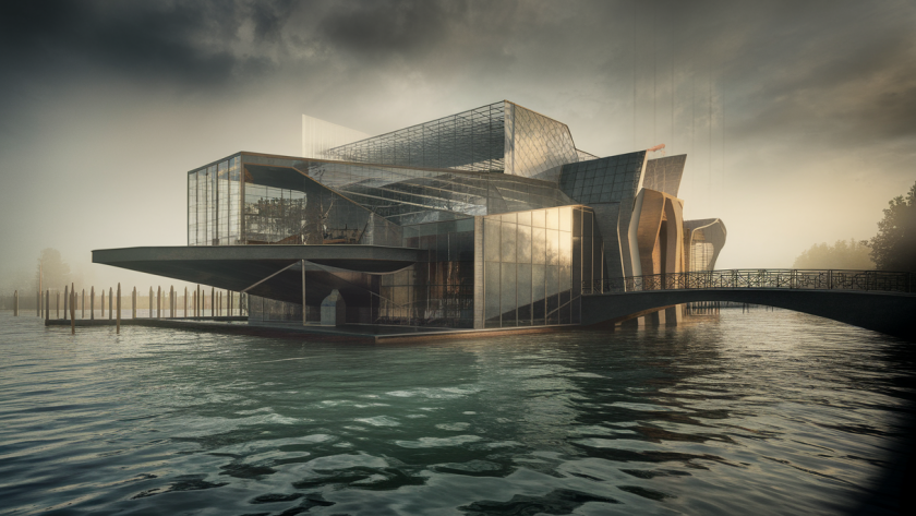 Vue immersive de la Biennale d'Architecture de Venise 2025 avec des innovations architecturales audacieuses.