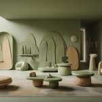 Un salon moderne avec des formes organiques et des rondeurs apaisantes