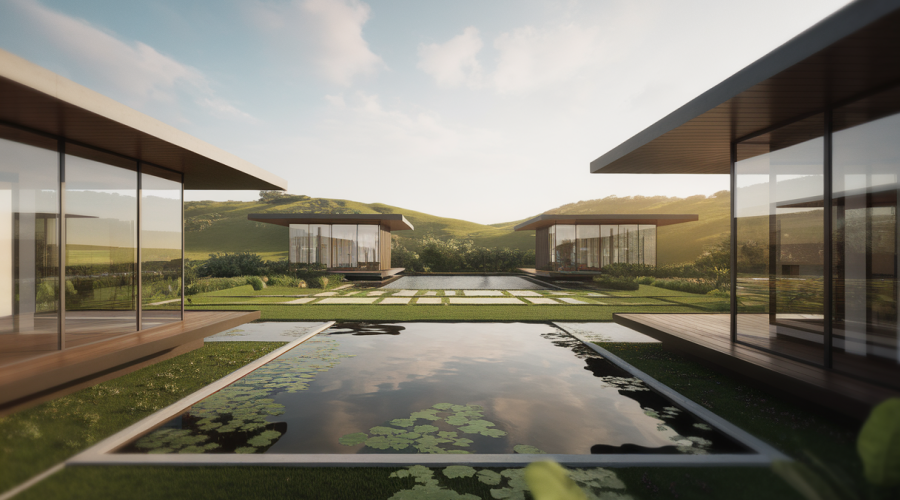 Architecture résidentielle moderne avec intégration paysagère innovante