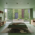 Représentation visuelle d'un habitat innovant pour 2025, durable et esthétiquement contemporain