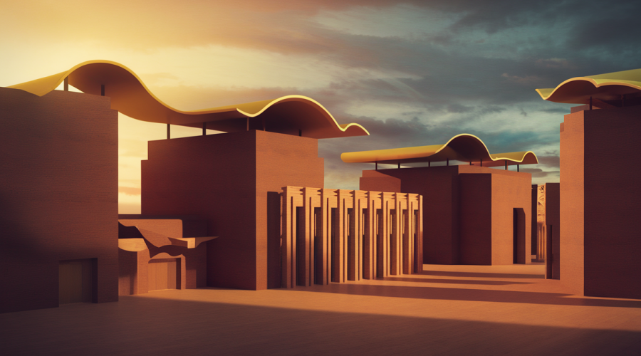 Représentation artistique de l'influence culturelle sur l'architecture moderne