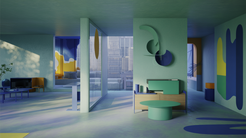 Illustration d'un espace moderne et innovant alliant fonctionnalité et esthétisme.