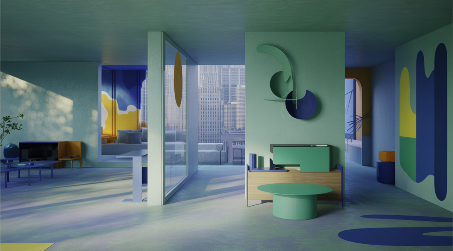 Illustration d'un espace moderne et innovant alliant fonctionnalité et esthétisme.