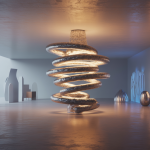 Image d'un luminaire artistique moderne combinant fonctionnalité et expression sculpturale
