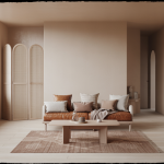 Intérieur minimaliste avec des matériaux nobles et lignes épurées