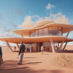 Vue artistique du Pavillon de Bahreïn à la Biennale de Venise 2025, récompensé pour son architecture durable.