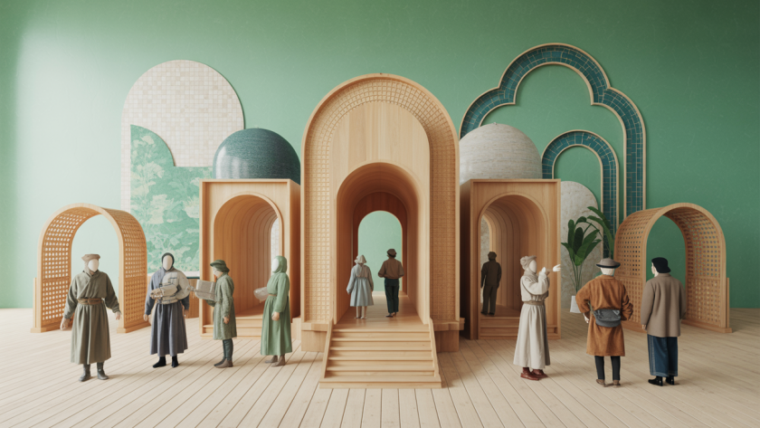 Pavillon ouzbek à Expo Osaka 2025 illustrant architecture modulaire en bois