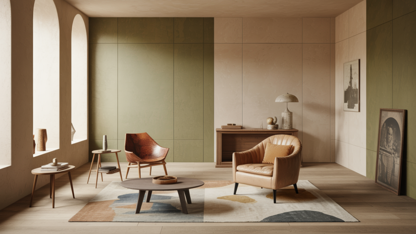 Illustration moderne de rénovation d'intérieur alliant tradition et modernité.