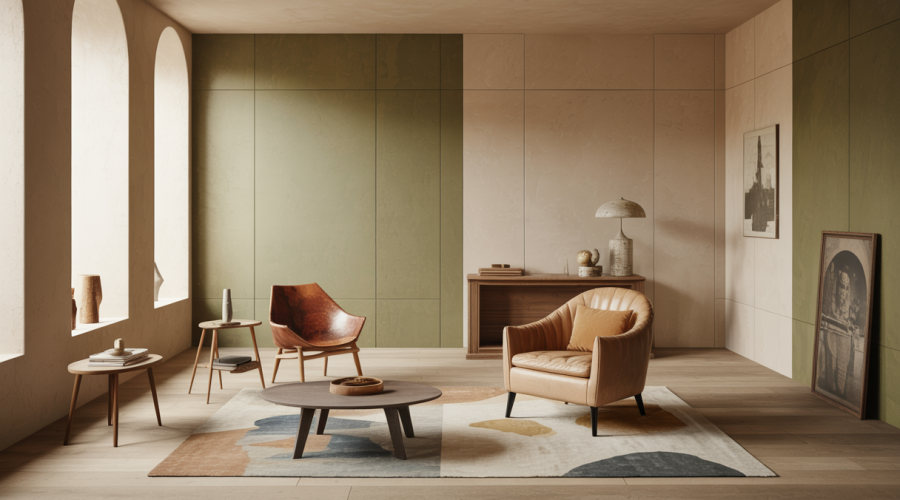 Illustration moderne de rénovation d'intérieur alliant tradition et modernité.