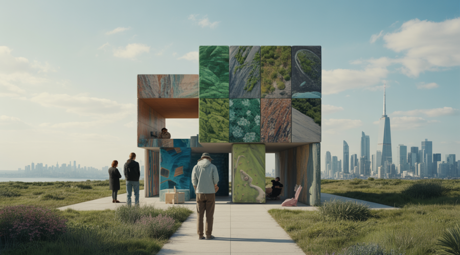 Illustration visuelle de l'impact de l'impression 3D et des matériaux durables sur le design architectural moderne.