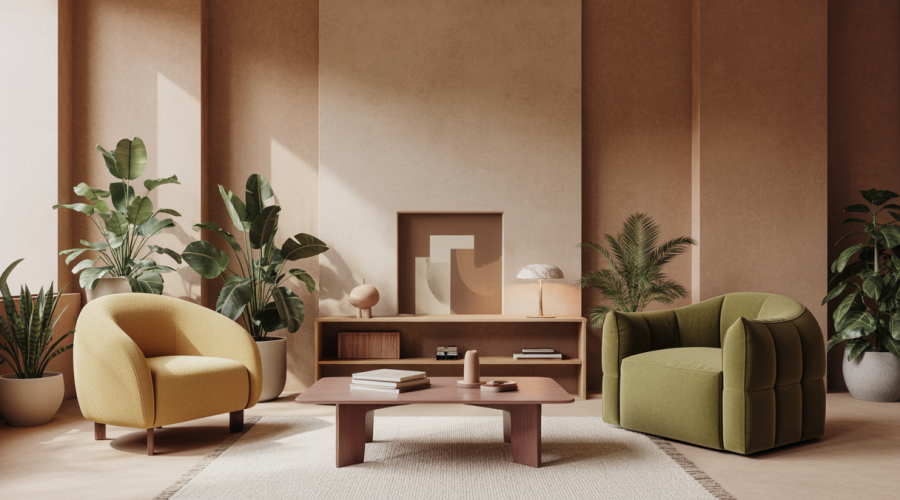 Intérieur minimaliste chaleureux avec tendances déco 2025