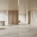 Intérieur moderne et élégant en 2025 avec marbre Calacatta et bois texturé