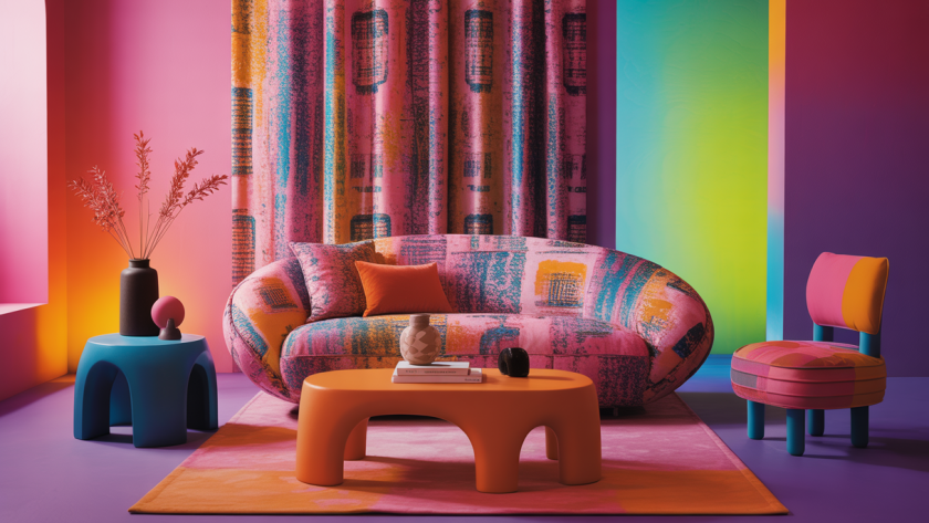 Salon audacieux avec style Memphis en 2025