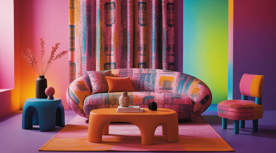 Salon audacieux avec style Memphis en 2025