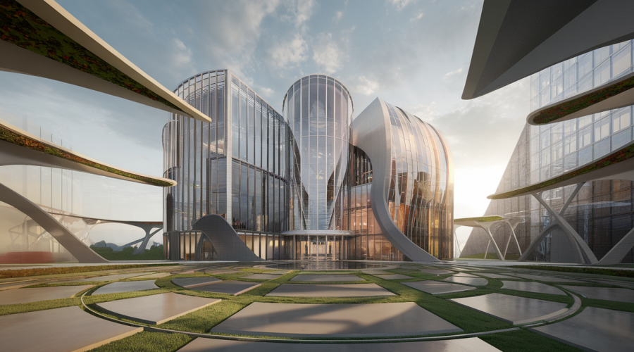 Illustration d'un design architectural innovant et esthétique.