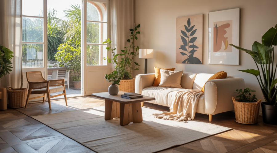 Aménagement de salon moderne et chaleureux en 2025