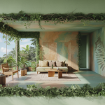 Illustration d'une maison biophilique intégrant architecture verte et durabilité