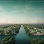 Image d'architecture futuriste intégrant la nature