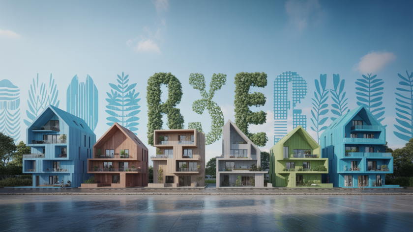 Architecture résidentielle contemporaine, intégrant durabilité et design innovant.