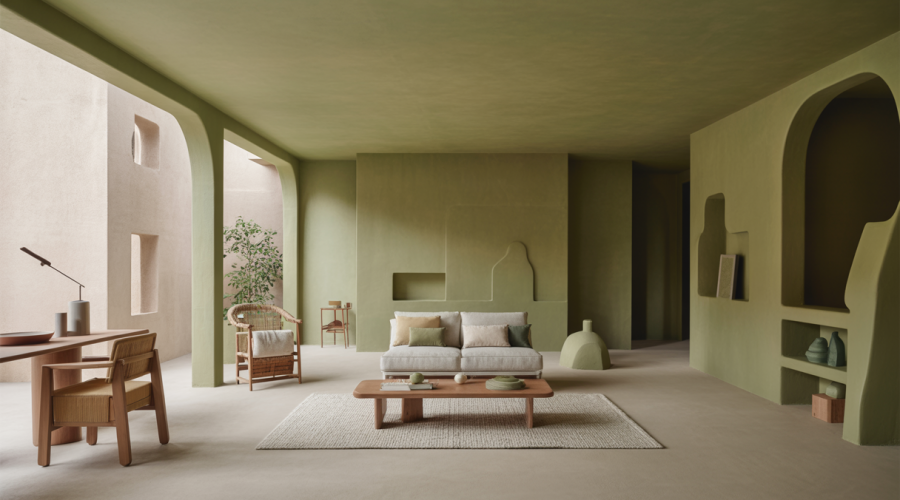 Image d'un intérieur résidentiel moderne fusionnant minimalisme et tradition