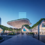 Vue spectaculaire des pavillons de l'Expo Osaka 2025 symbolisant l'identité nationale à travers l'architecture et le design durable