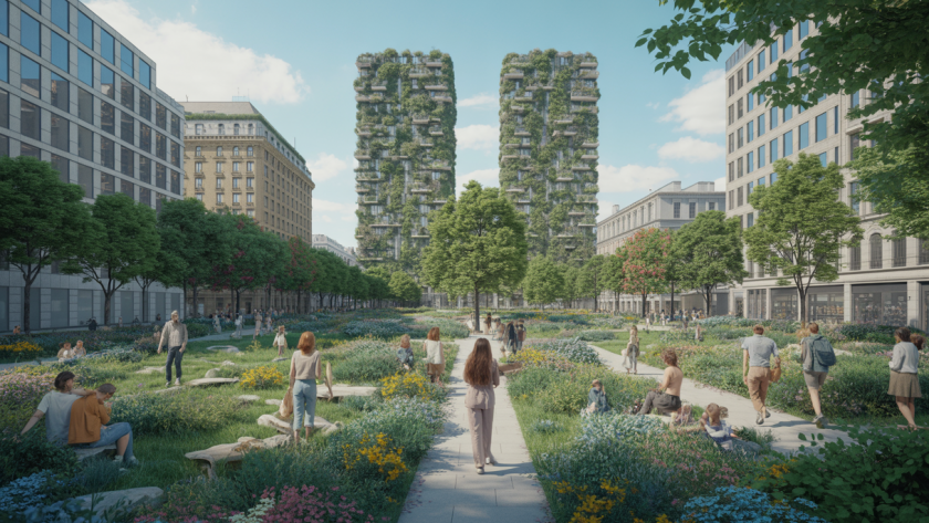 Illustration de l'urbanisme écologique intégrant la nature en ville