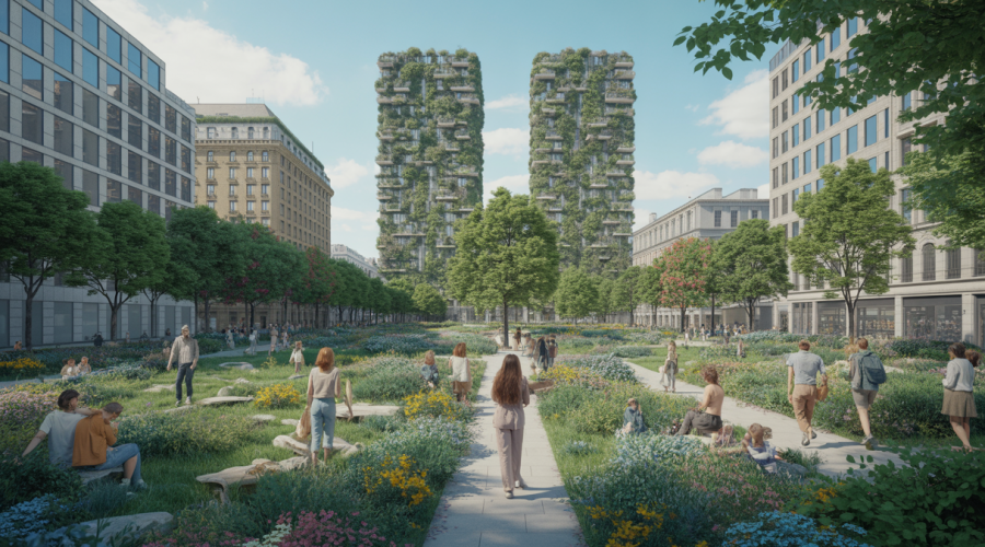Illustration de l'urbanisme écologique intégrant la nature en ville