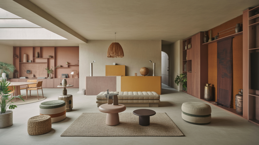 Intérieur design 2025 combinant matériaux innovants, styles audacieux et espaces personnalisés