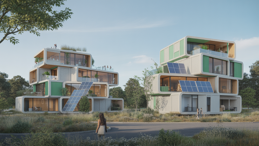 Habitat contemporain en 2025 alliant technologies numériques avancées et design modulaire durable et adaptable
