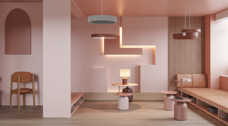 Intérieur contemporain avec éclairage doux et confort inclusif