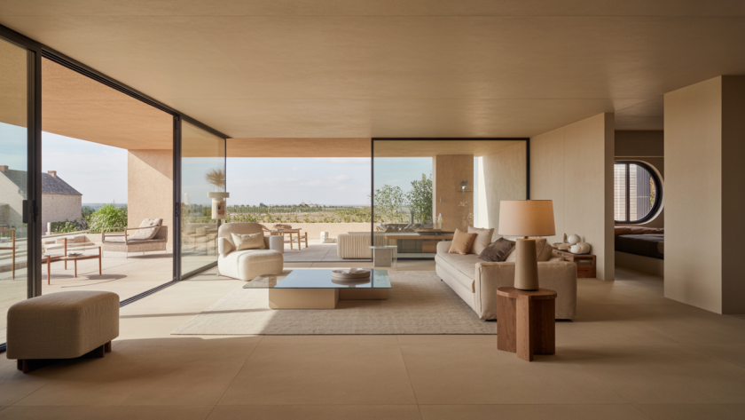 Intérieur moderne et raffiné d'une résidence de luxe en 2025 intégrant design contemporain, technologie avancée et matériaux durables