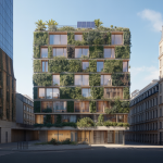 Architecture contemporaine intégrant innovation, matériaux écologiques comme bambou et bois, et durabilité, transformant des espaces urbains et patrimoniaux avec façades végétalisées et structures modernes